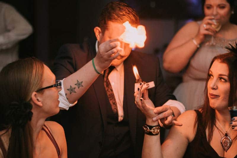 Mark Webb entertaining guests with close-up magic