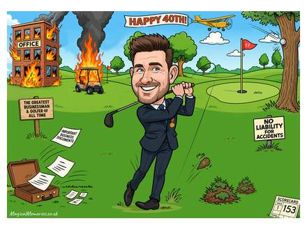 Golf birthday caricature gift