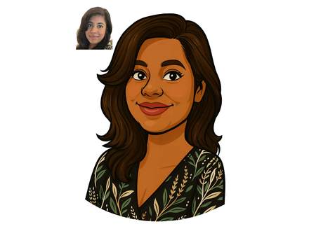 Head and shoulders caricature from photo