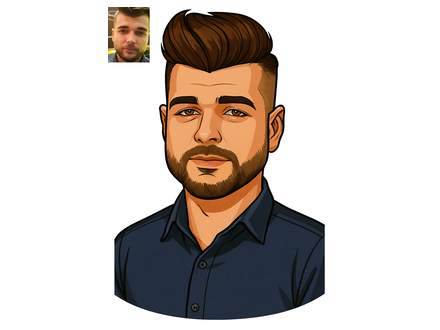 Modern head and shoulders caricature from photo