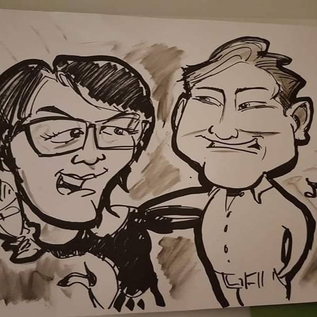 Live caricature of a couple