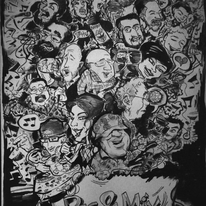 A wall of live event caricatures