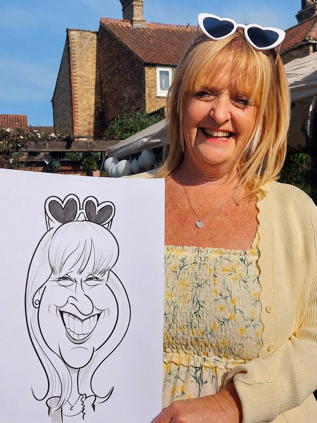 A guest with her Davey's Caricatures caricature