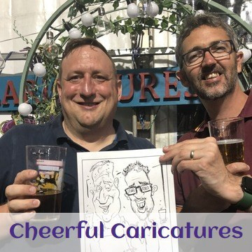 Cheerful Caricatures - festival guests with their live caricature