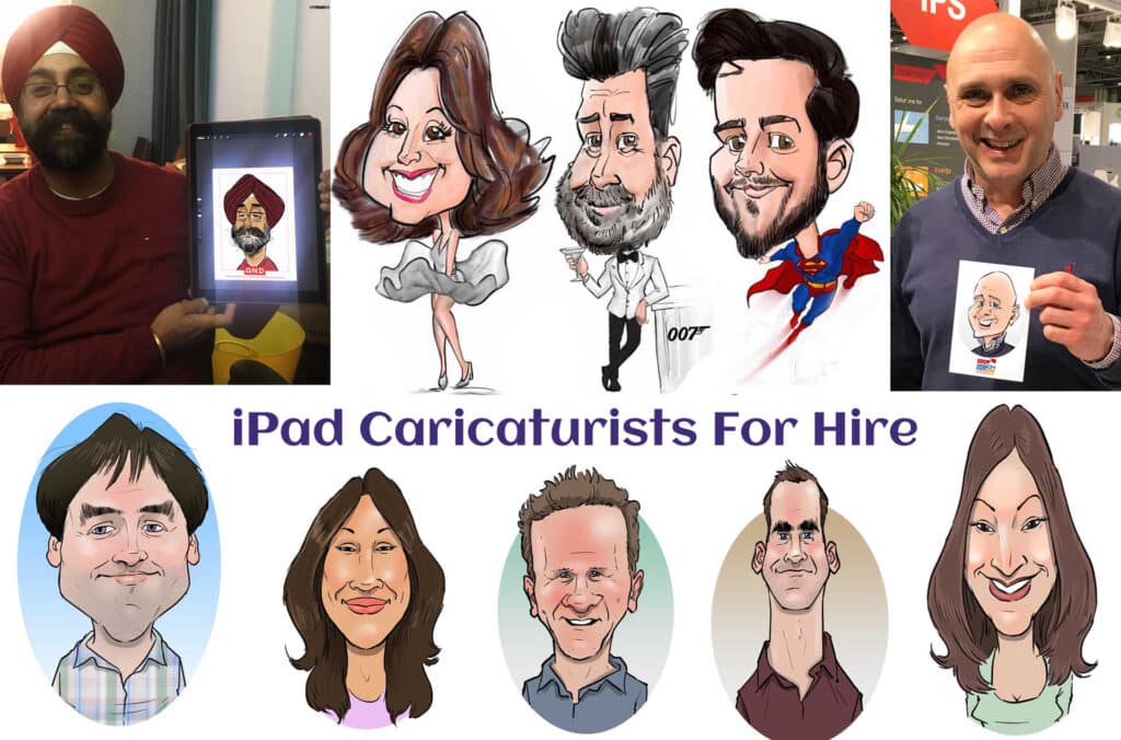 iPad caricaturists for hire